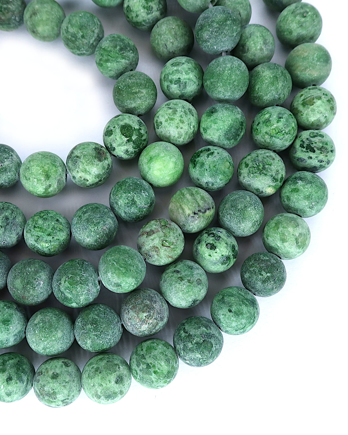 8mm · Frosted · Green Crazy Agate · round beads · 15" (Copy)