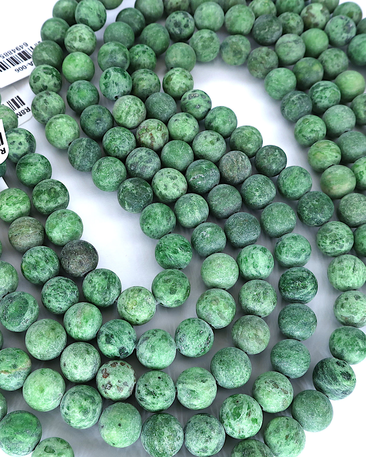 8mm · Frosted · Green Crazy Agate · round beads · 15" (Copy)