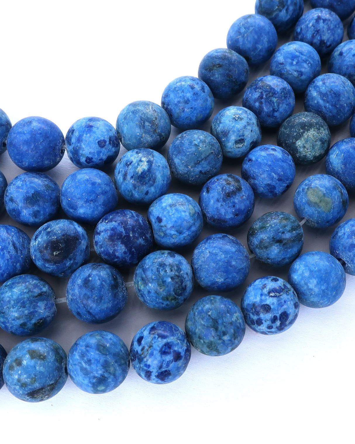 8mm · Frosted · Dark Blue Crazy Agate · round beads · 15"
