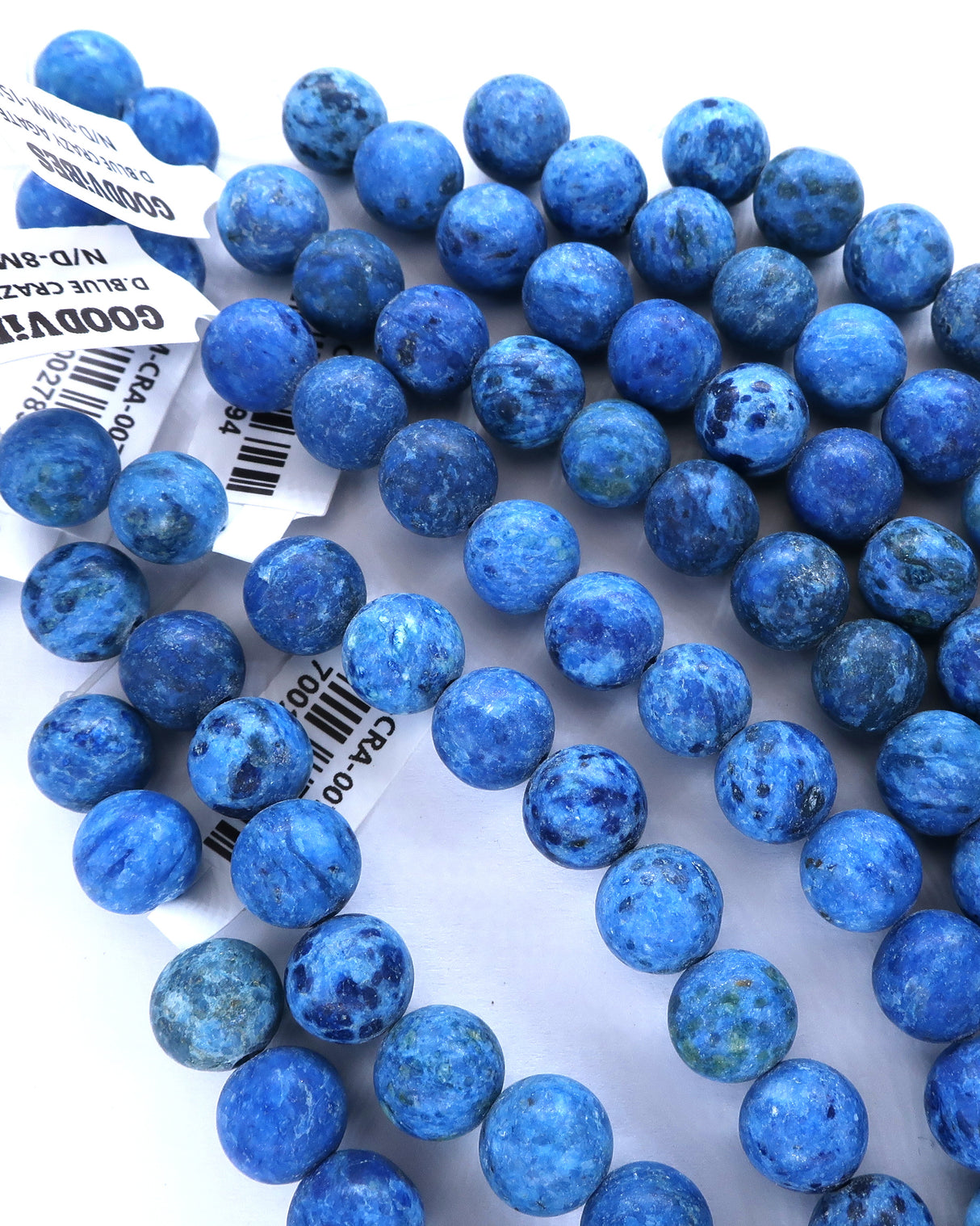 8mm · Frosted · Dark Blue Crazy Agate · round beads · 15"