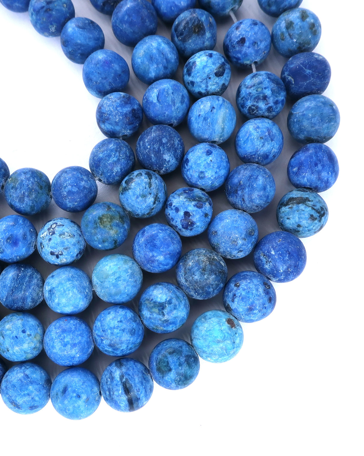 8mm · Frosted · Dark Blue Crazy Agate · round beads · 15"