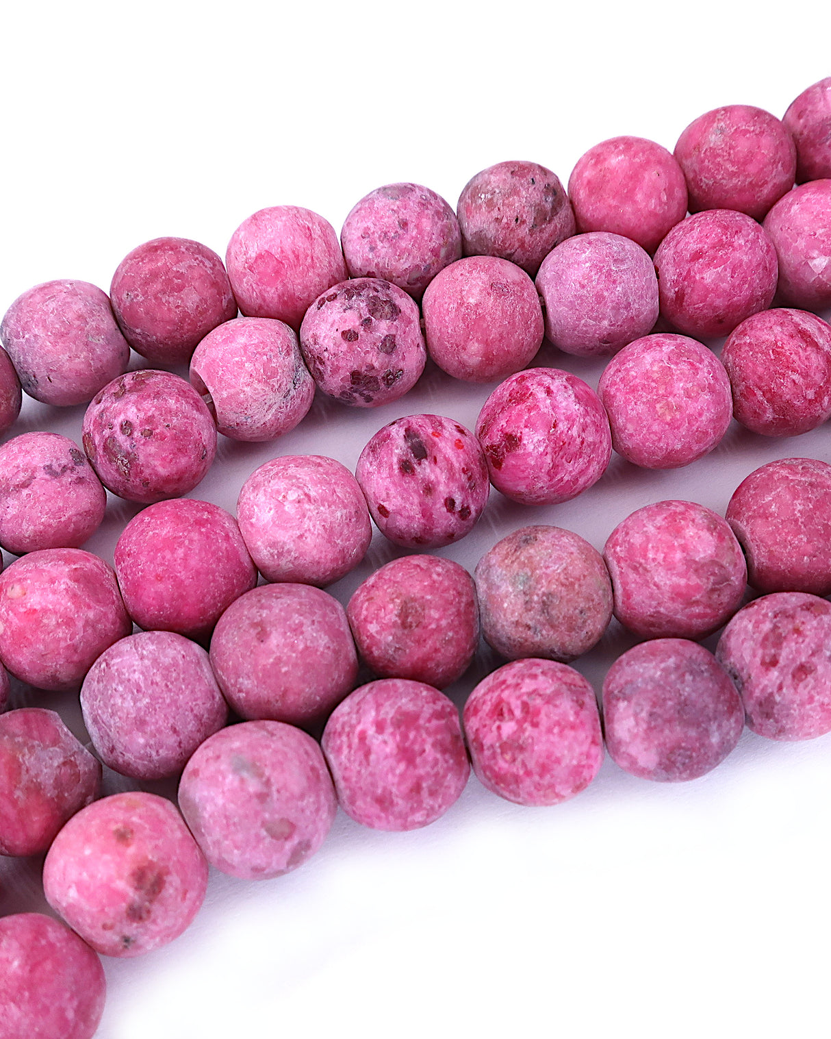 8mm · Frosted · Pink Crazy Agate · round beads · 15"