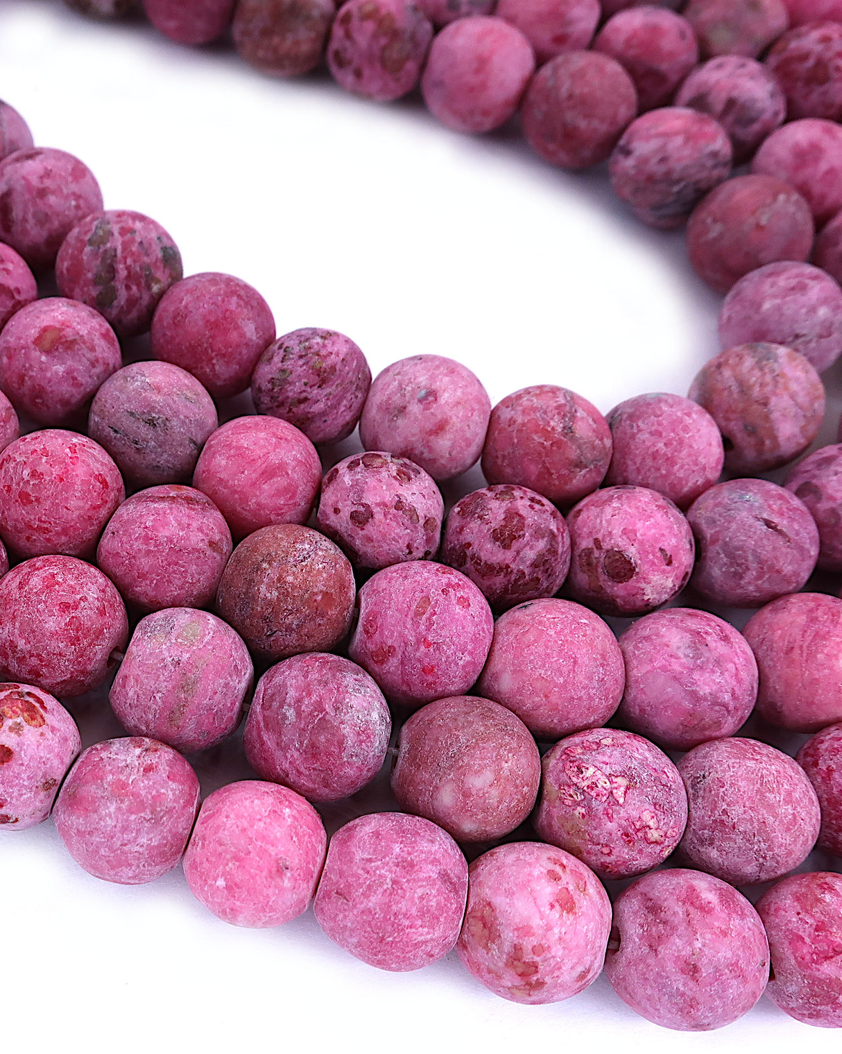 8mm · Frosted · Pink Crazy Agate · round beads · 15"