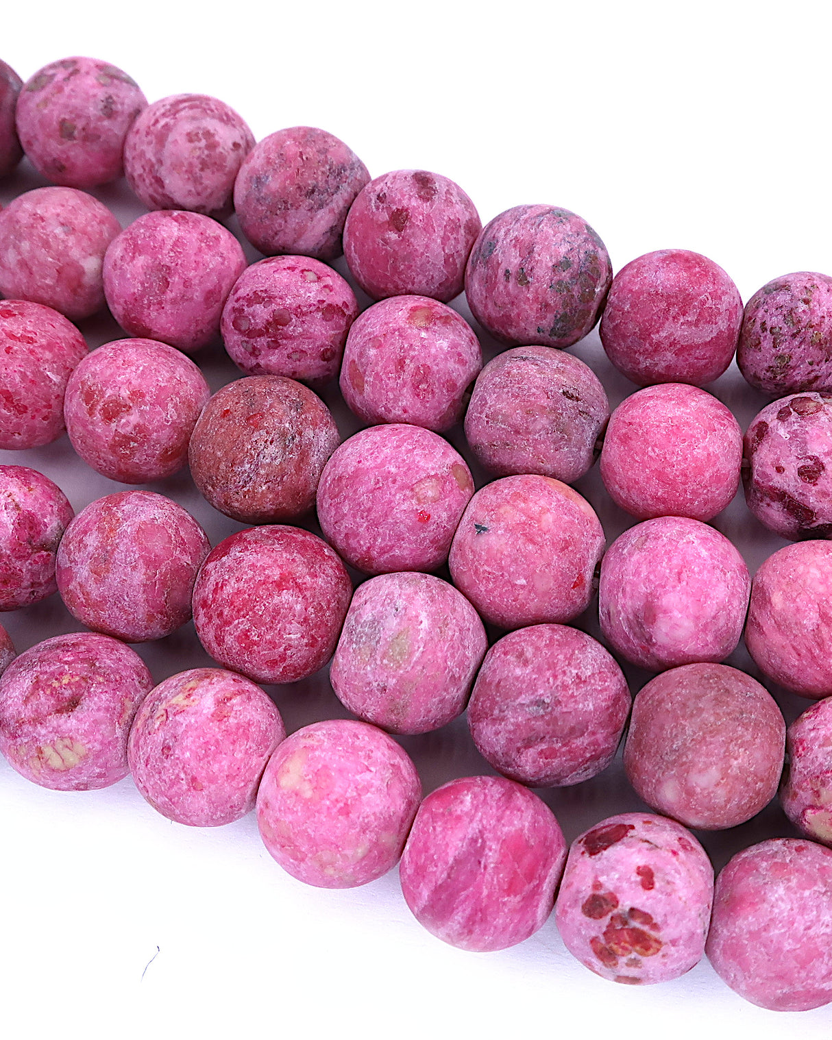 8mm · Frosted · Pink Crazy Agate · round beads · 15"