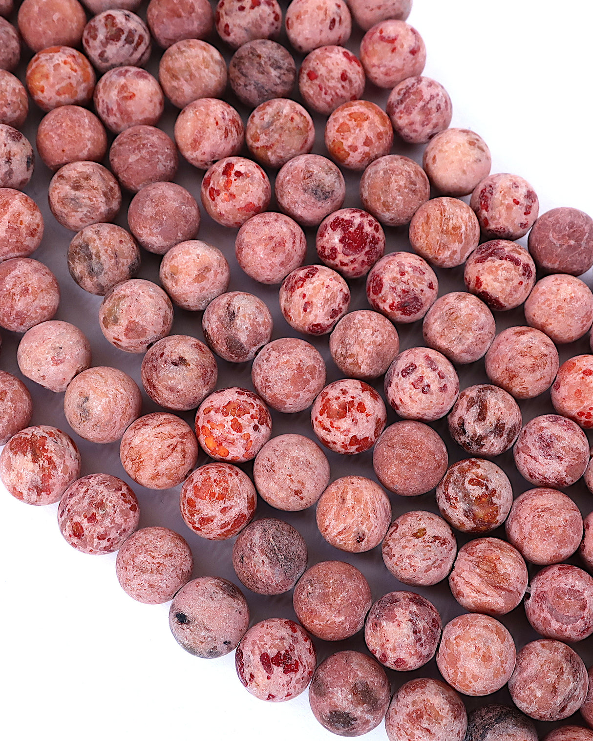8mm · Frosted · Orange Crazy Agate · round beads · 15" (Copy)