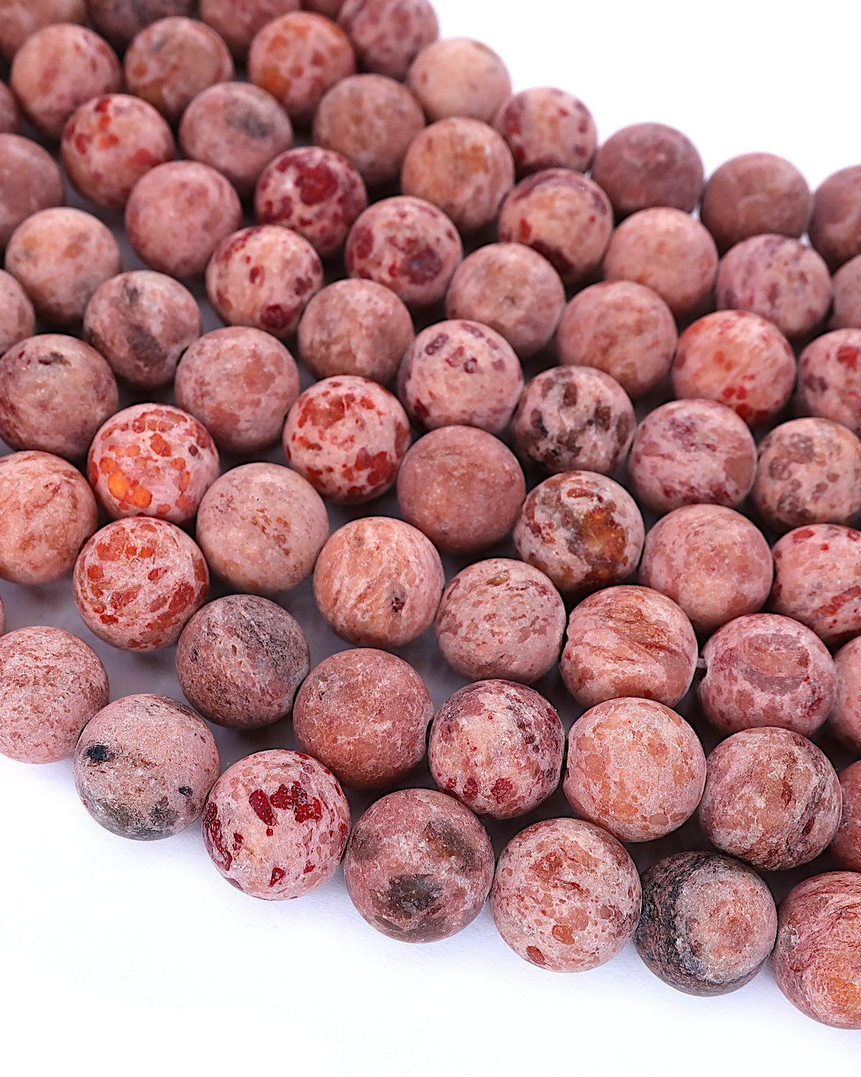 8mm · Frosted · Orange Crazy Agate · round beads · 15" (Copy)