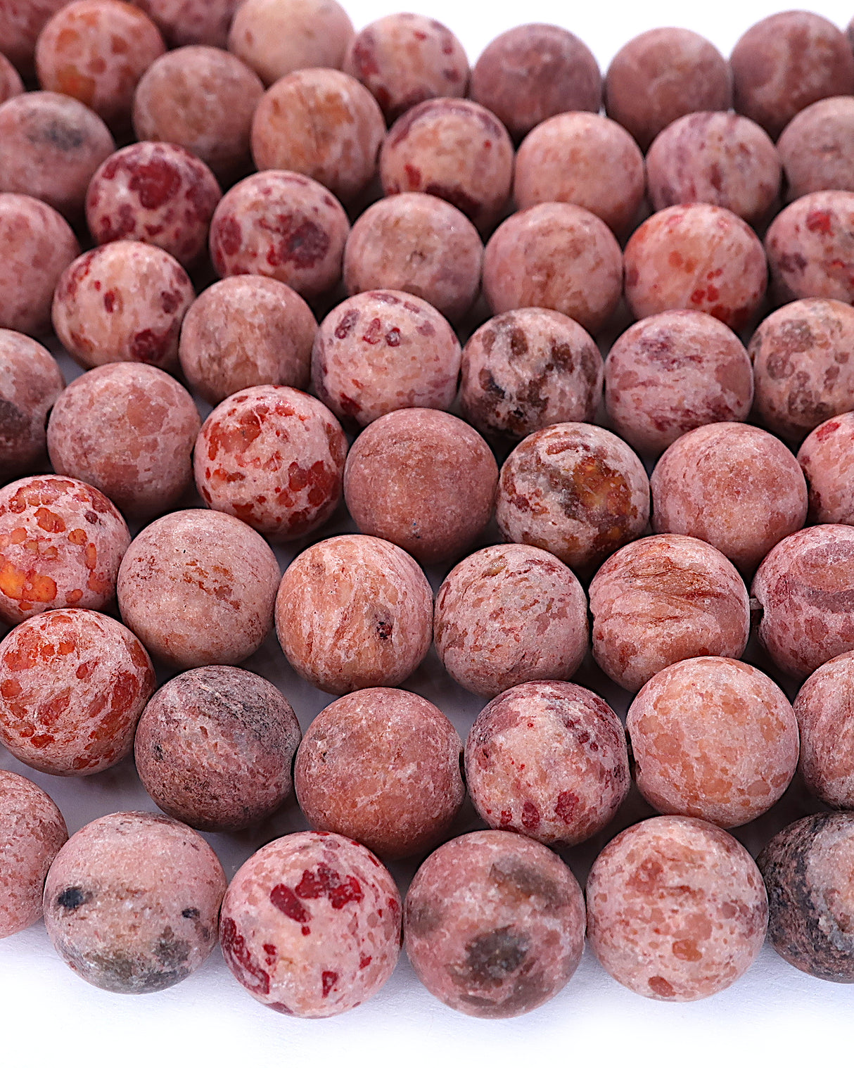 8mm · Frosted · Orange Crazy Agate · round beads · 15" (Copy)