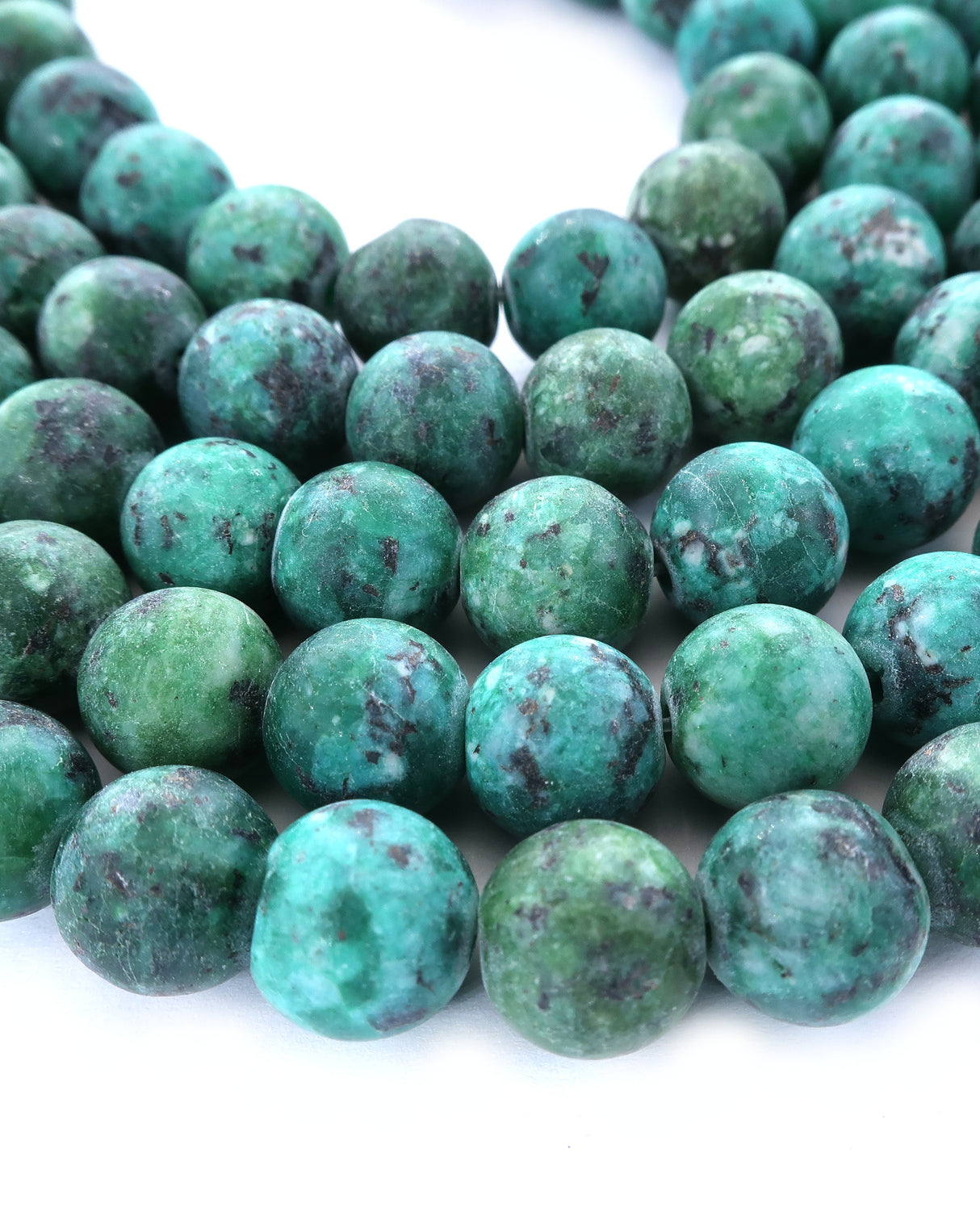 8mm · Frosted · Dark Seagreen Crazy Agate · round beads · 15"