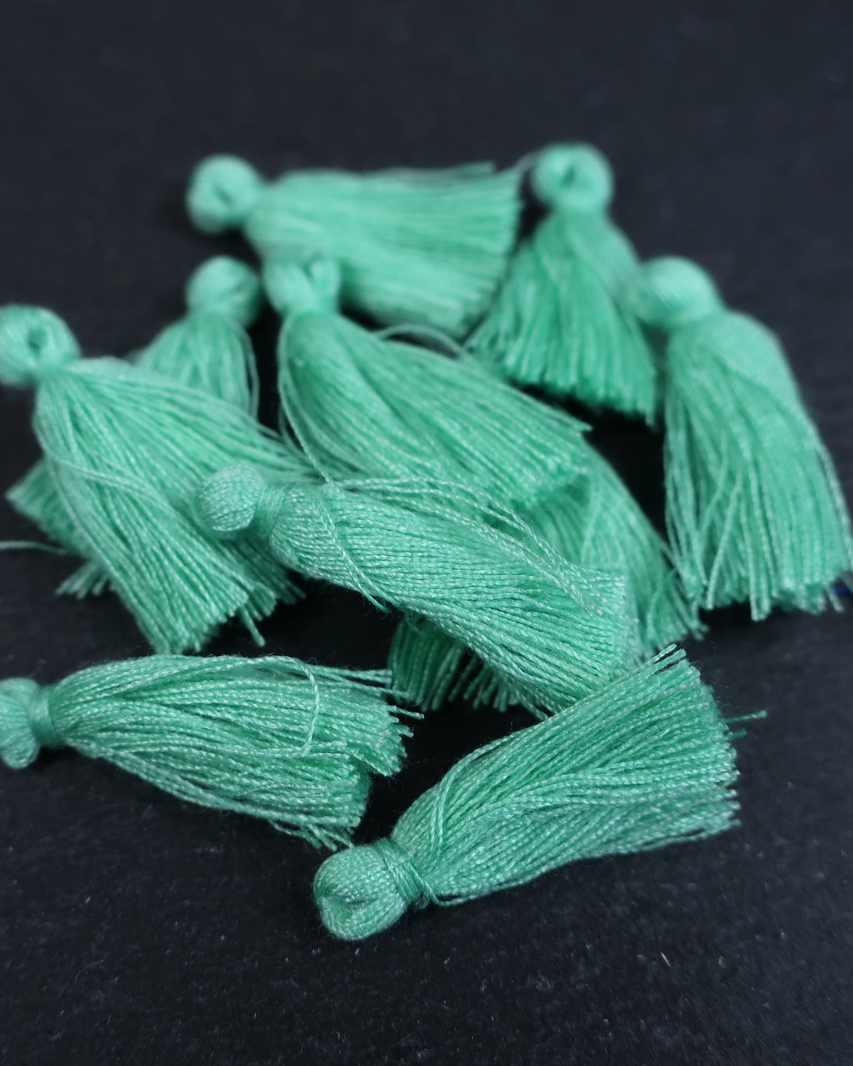 Mini Seafoam Green Tassels • 10 pack