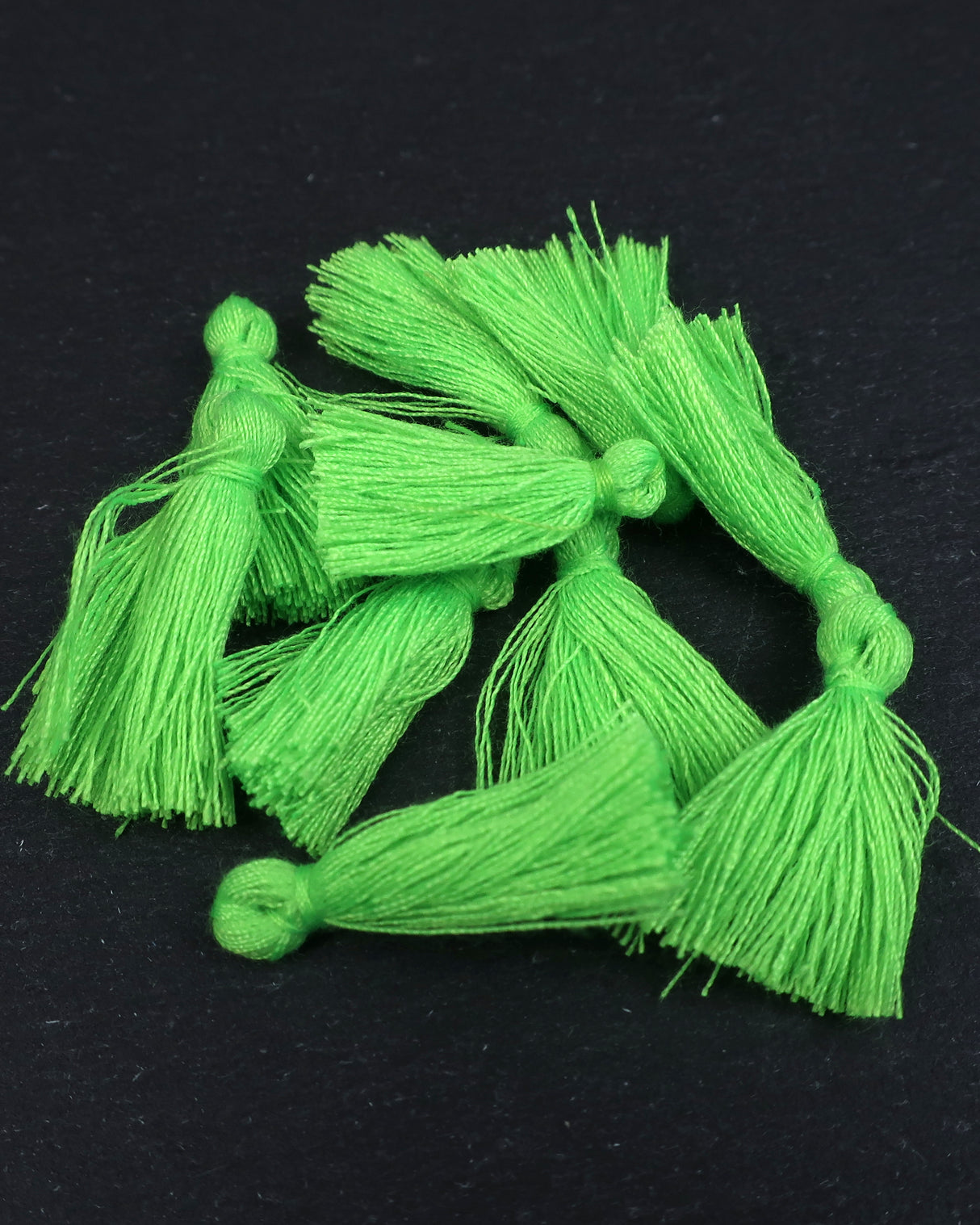 Mini Neon Green Tassels · 10 pack