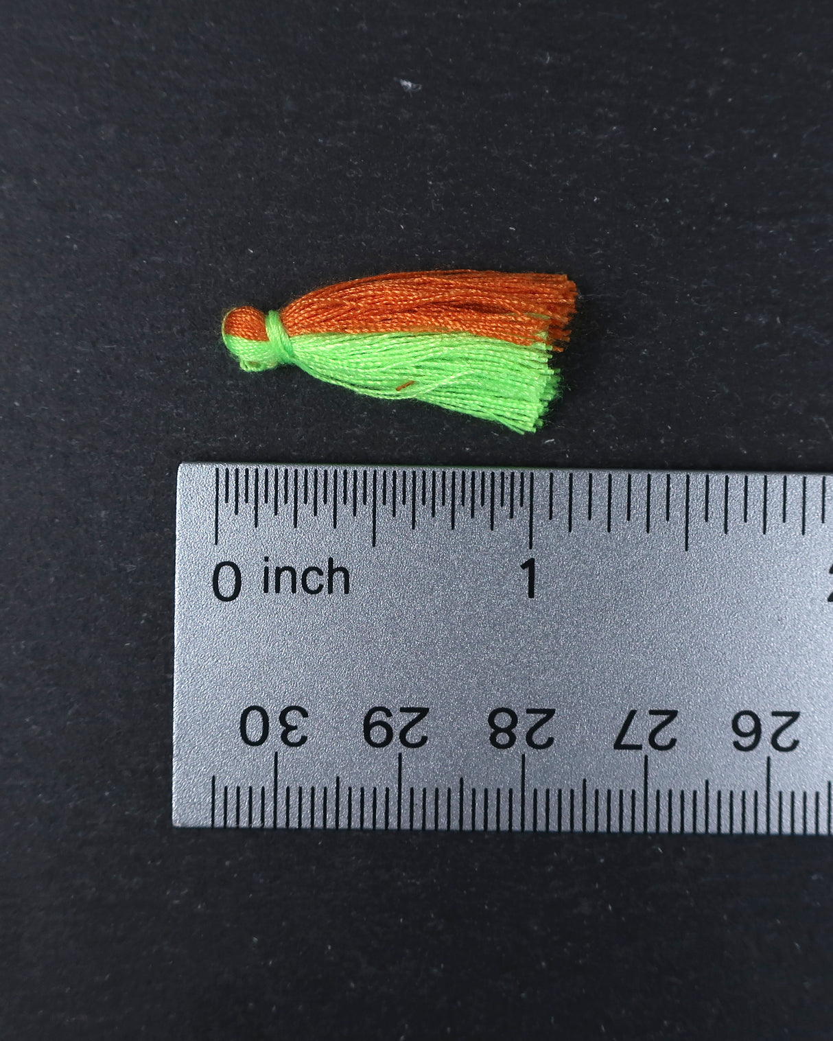 Mini Duo Neon Green & Orange Tassels · 10 pack