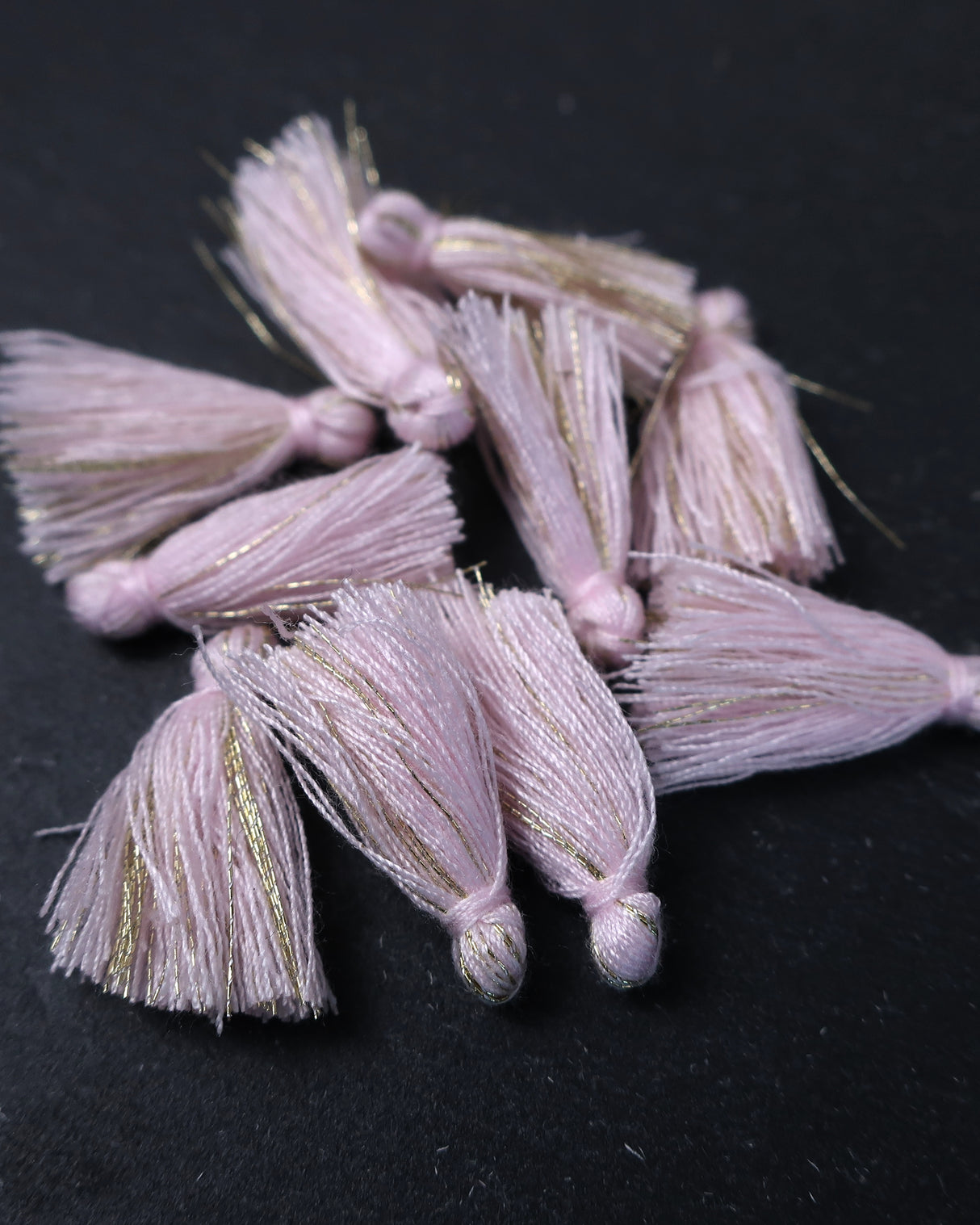 Mini Gold & Light Pink Tassels · 10 pack