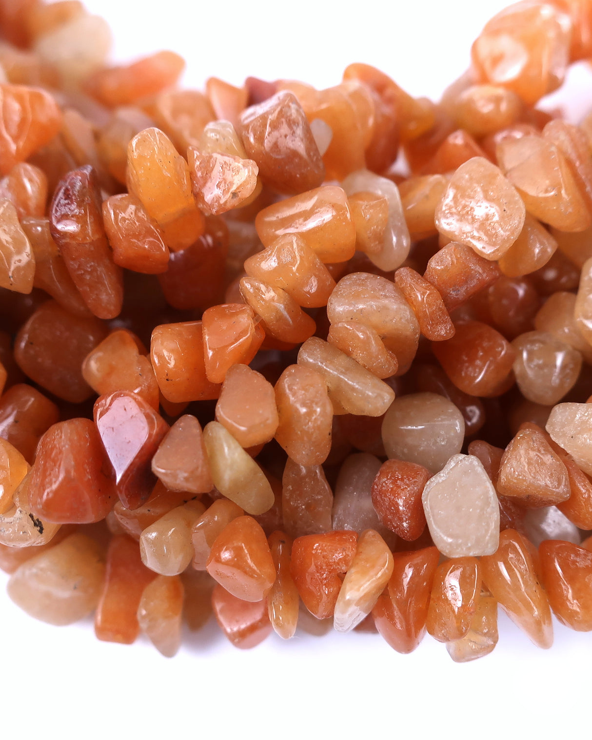 Medium Red Aventurine Chip Beads · 30" strand