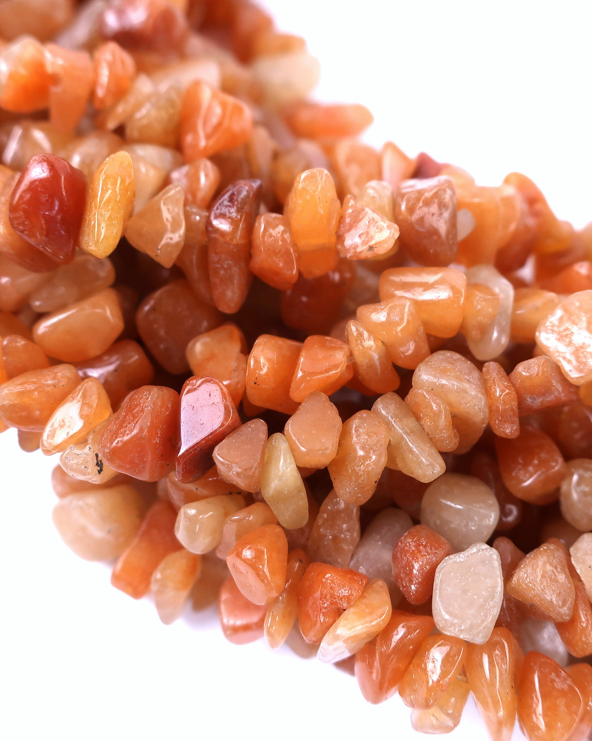 Medium Red Aventurine Chip Beads · 30" strand