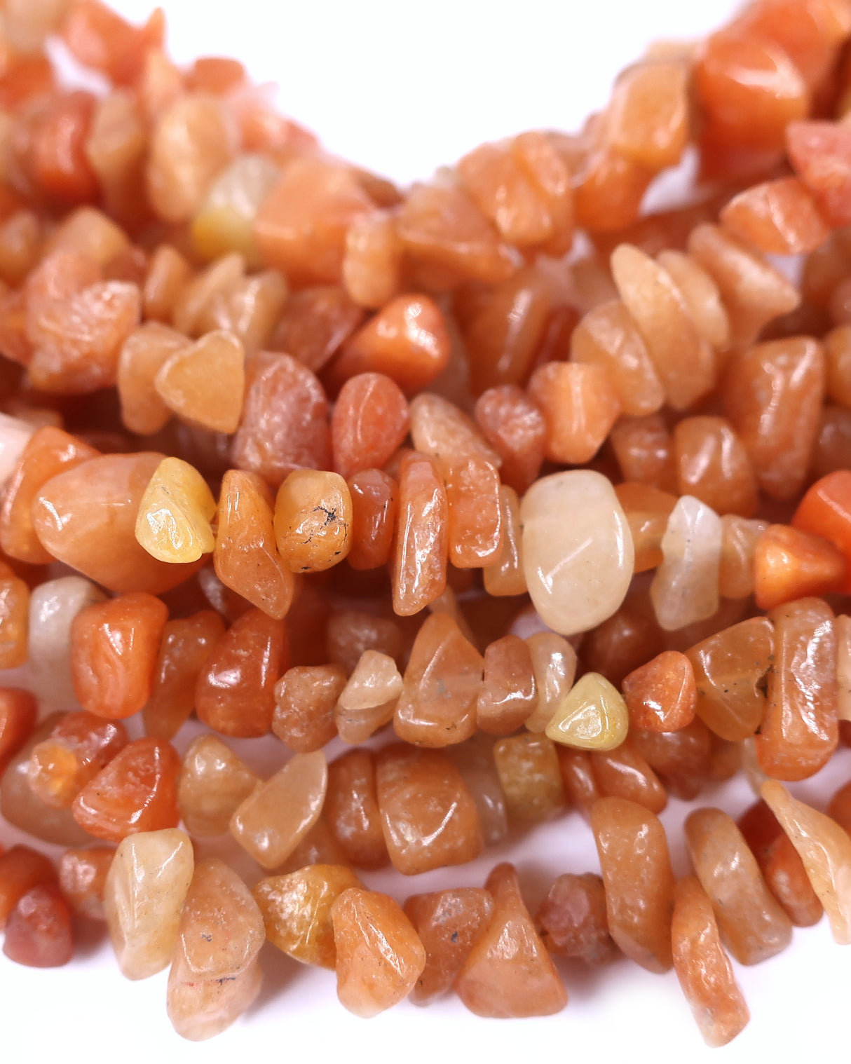 Medium Red Aventurine Chip Beads · 30" strand