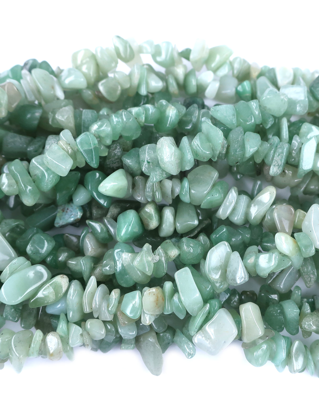 Medium Green Aventurine Chip Beads · 30" strand