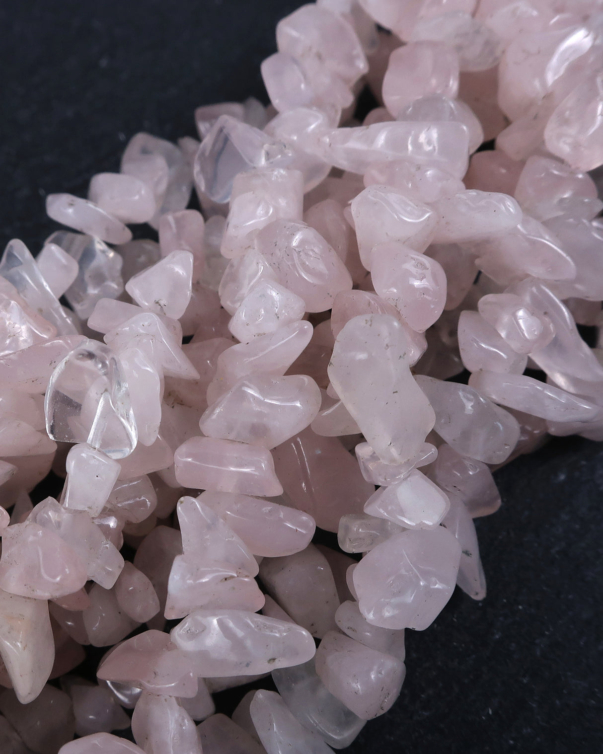 Medium Rose Quartz Chip Beads · 30" strand