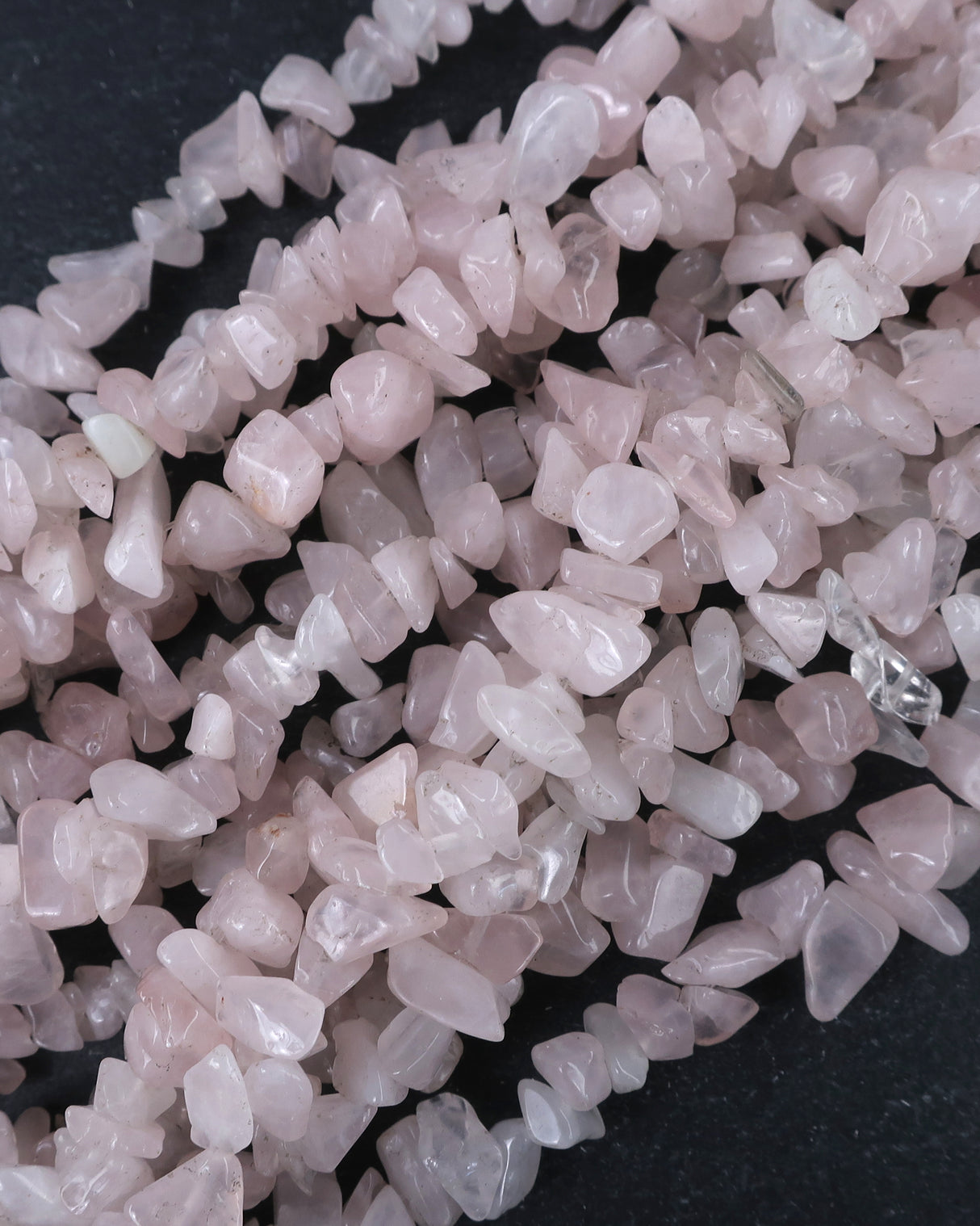 Medium Rose Quartz Chip Beads · 30" strand