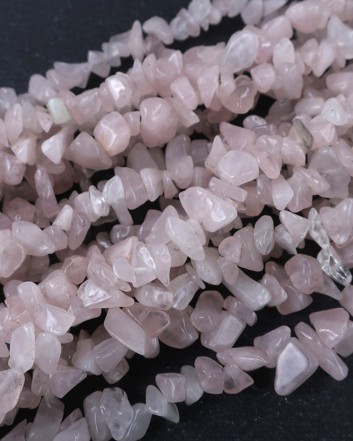 Medium Rose Quartz Chip Beads · 30" strand