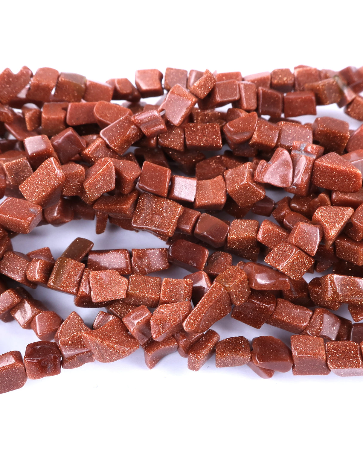 Medium Goldstone Chip Beads · 30" strand