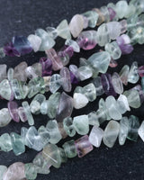 Medium Rainbow Fluorite Chip Beads · 30" strand