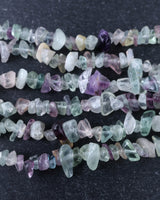 Medium Rainbow Fluorite Chip Beads · 30" strand