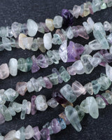 Medium Rainbow Fluorite Chip Beads · 30" strand