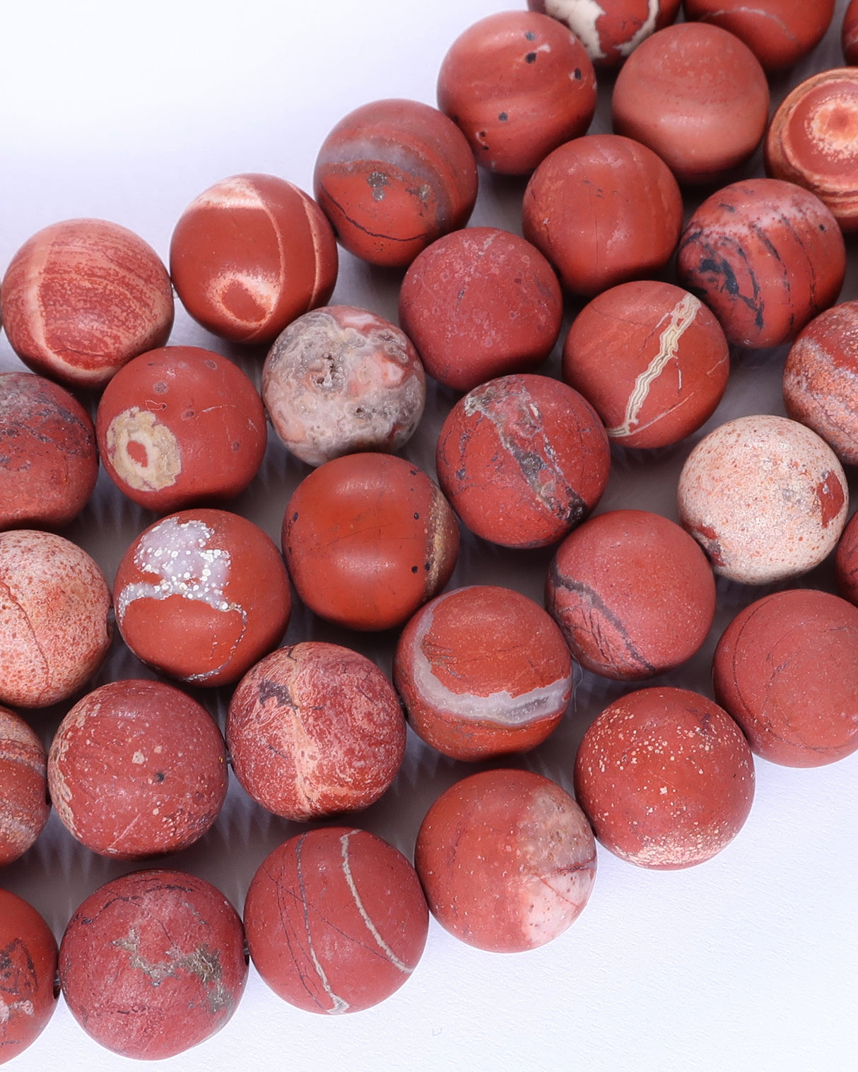 10mm · Frosted · Red Jasper · Round Beads · 15" full strand