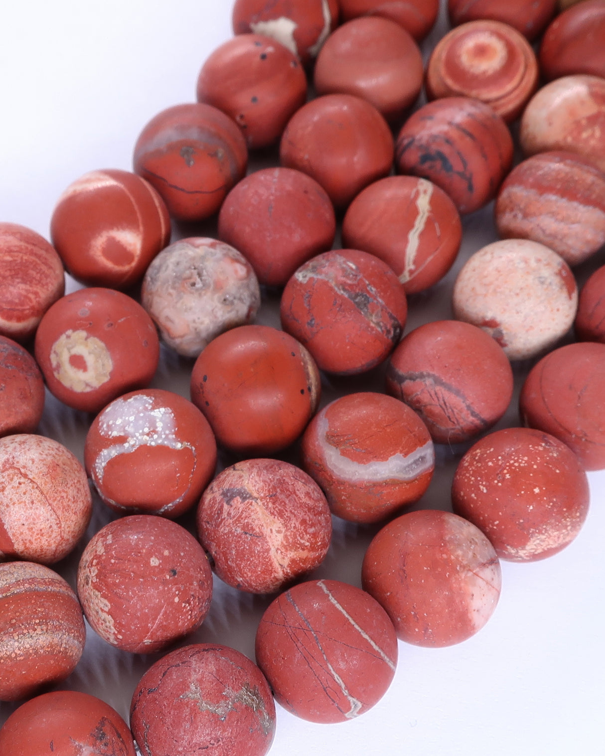 10mm · Frosted · Red Jasper · Round Beads · 15" full strand