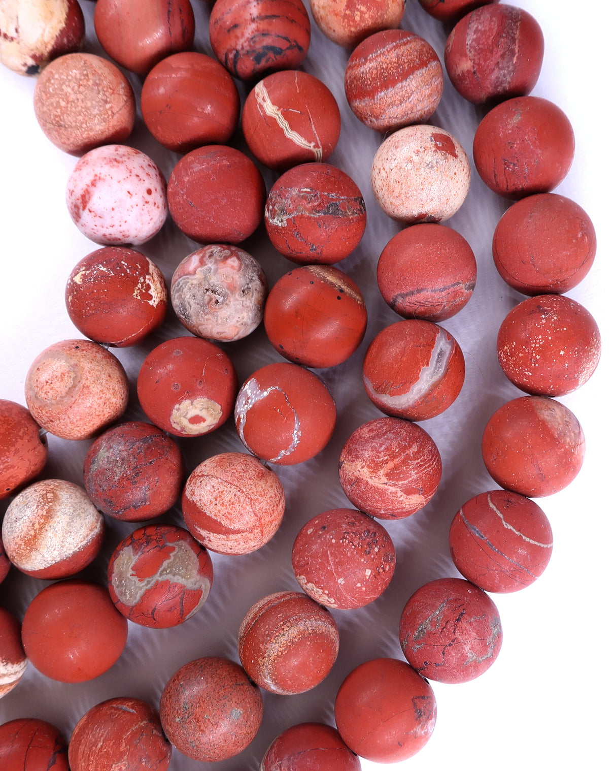 10mm · Frosted · Red Jasper · Round Beads · 15" full strand