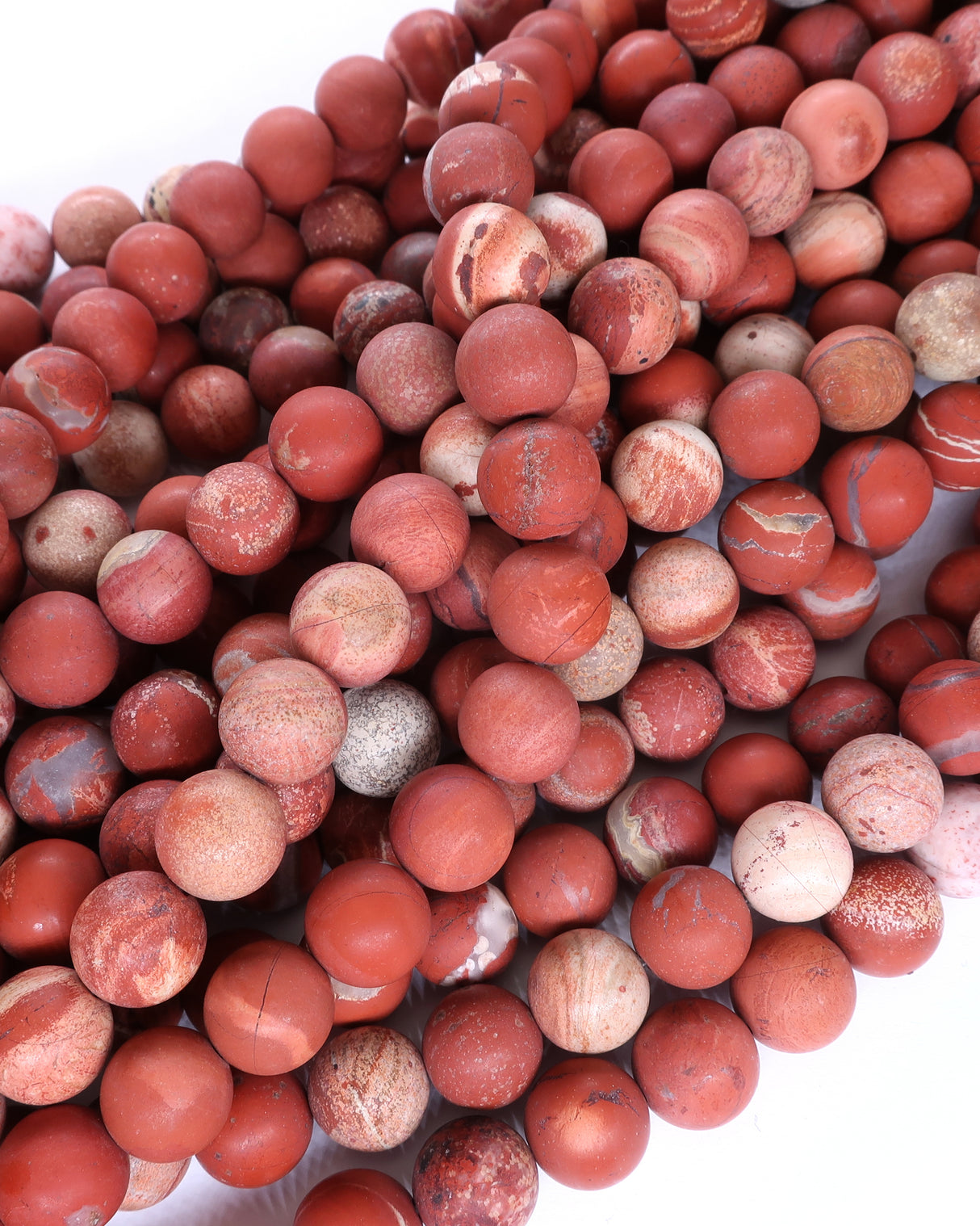 10mm · Frosted · Red Jasper · Round Beads · 15" full strand