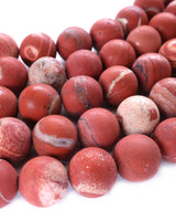 10mm · Frosted · Red Jasper · Round Beads · 15" full strand