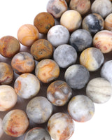 10mm · Frosted · Crazy Agate · Round Beads · 15" full strand