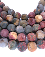 10mm · Frosted · Picasso Jasper · Round Beads · 15" full strand