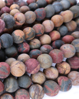 10mm · Frosted · Picasso Jasper · Round Beads · 15" full strand