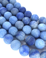 10mm · Frosted · Blue Aventurine · Round Beads · 15" full strand