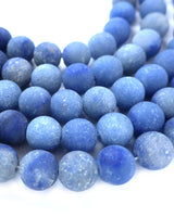 10mm · Frosted · Blue Aventurine · Round Beads · 15" full strand
