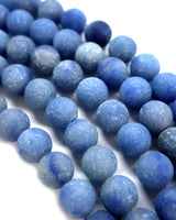 10mm · Frosted · Blue Aventurine · Round Beads · 15" full strand