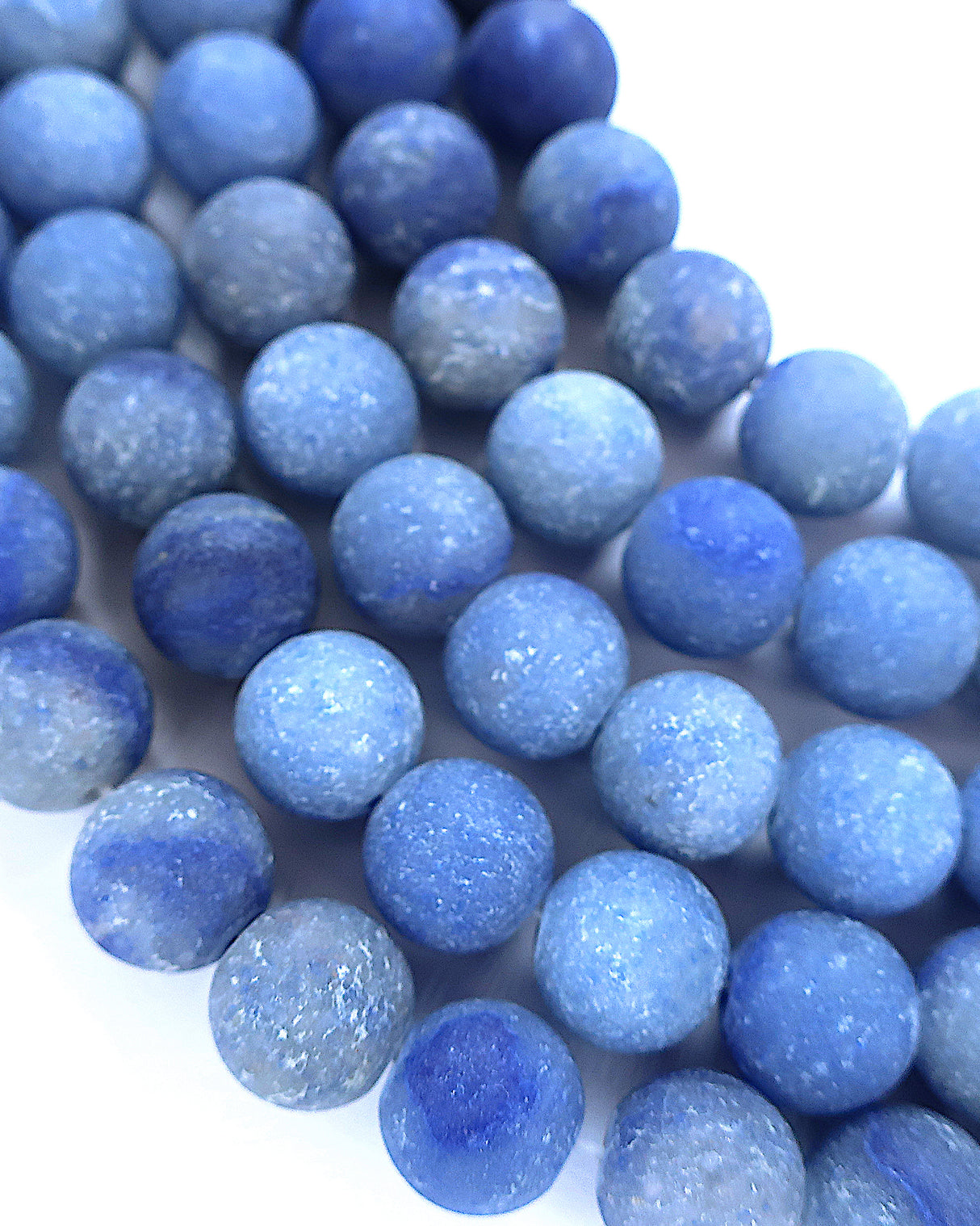 10mm · Frosted · Blue Aventurine · Round Beads · 15" full strand
