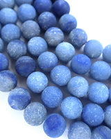 10mm · Frosted · Blue Aventurine · Round Beads · 15" full strand