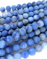 10mm · Frosted · Blue Aventurine · Round Beads · 15" full strand
