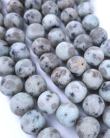 10mm · Frosted · Kiwi Jasper · Round Beads · 15" full strand