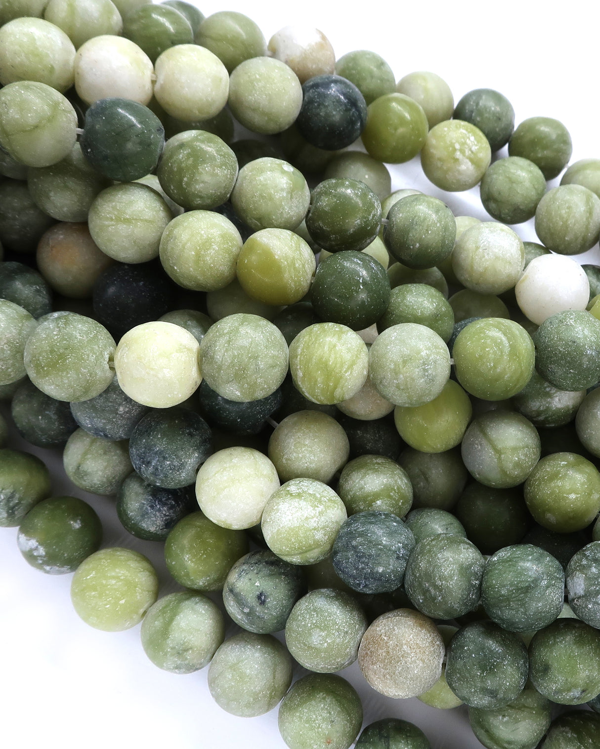 10mm · Frosted · Taiwan Jade · Round Beads · 15" full strand