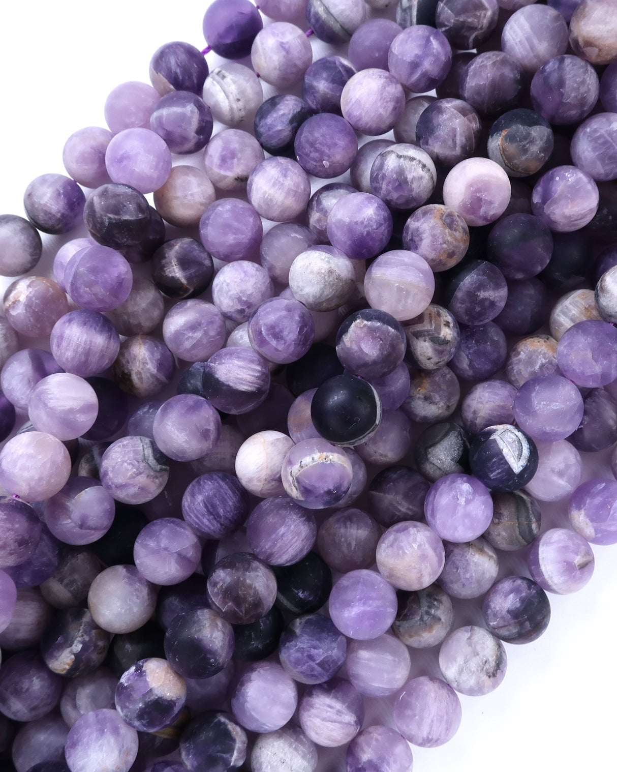 10mm · Frosted · Amethyst · Round Beads · 15" full strand