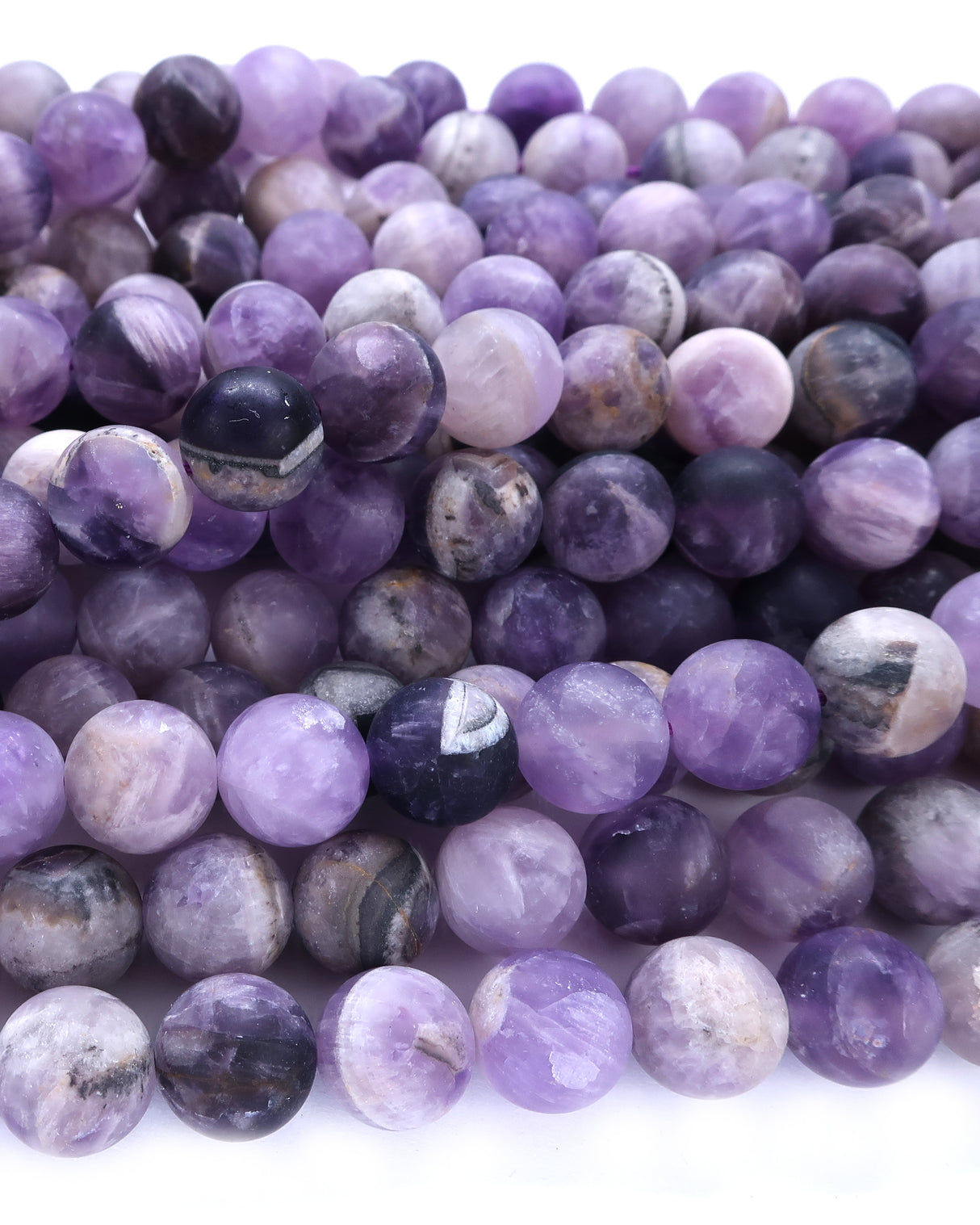 10mm · Frosted · Amethyst · Round Beads · 15" full strand