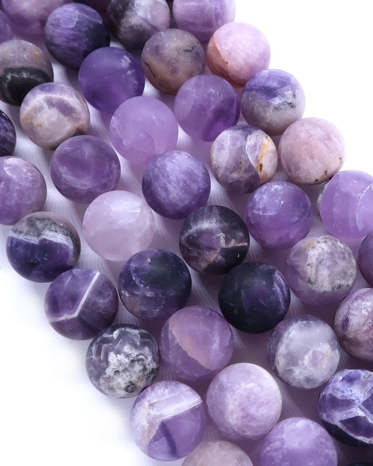 10mm · Frosted · Amethyst · Round Beads · 15" full strand