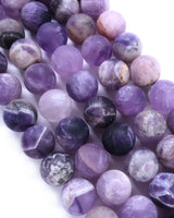 10mm · Frosted · Amethyst · Round Beads · 15" full strand