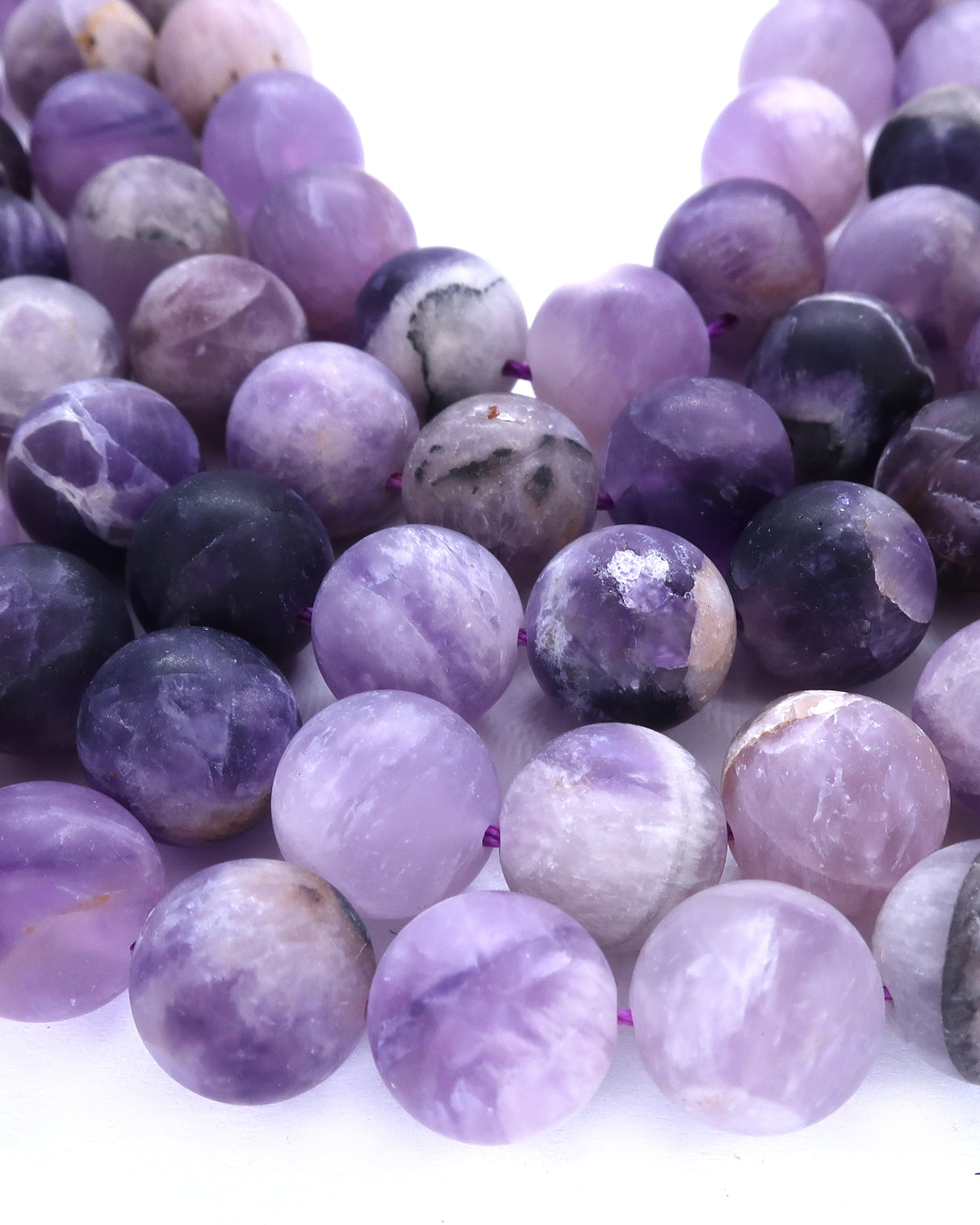 10mm · Frosted · Amethyst · Round Beads · 15" full strand