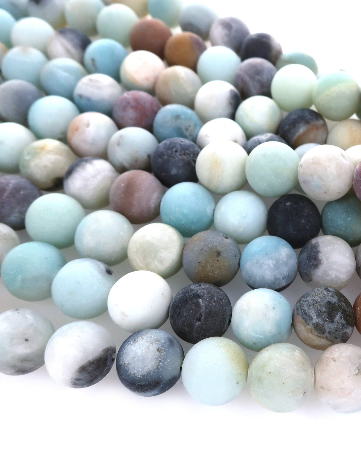 10mm · Frosted · Amazonite · Round Beads · 15" full strand