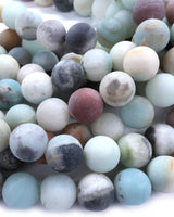 10mm · Frosted · Amazonite · Round Beads · 15" full strand